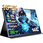 UPERFECT 2K 144Hz Portable Gaming Monitor 18" 2560x1600 QHD 100% DCI-P3 FreeSync HDR Laptop w/VESA, Frameless Matte IPS Eye Care Second Monitor for Game Console (UGame K118)