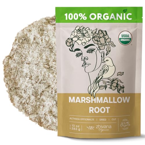 Zhivana Organics Marshmallow Root Tea, Marshmallow Tea , Marshmellow Root, Althea Root, Throat Coat Tea – 10oz (makes 95 cups)