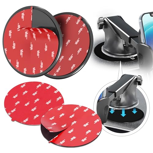 MASIGO Adhesive Dashboard Mounting Disk Set for Suction Cup Car Mounts – 3.74' (95mm) Wide – Secure Hold for Phone Holders, GPS & Dash Cams – Includes 2 Disks & 2 Replacement Pads
