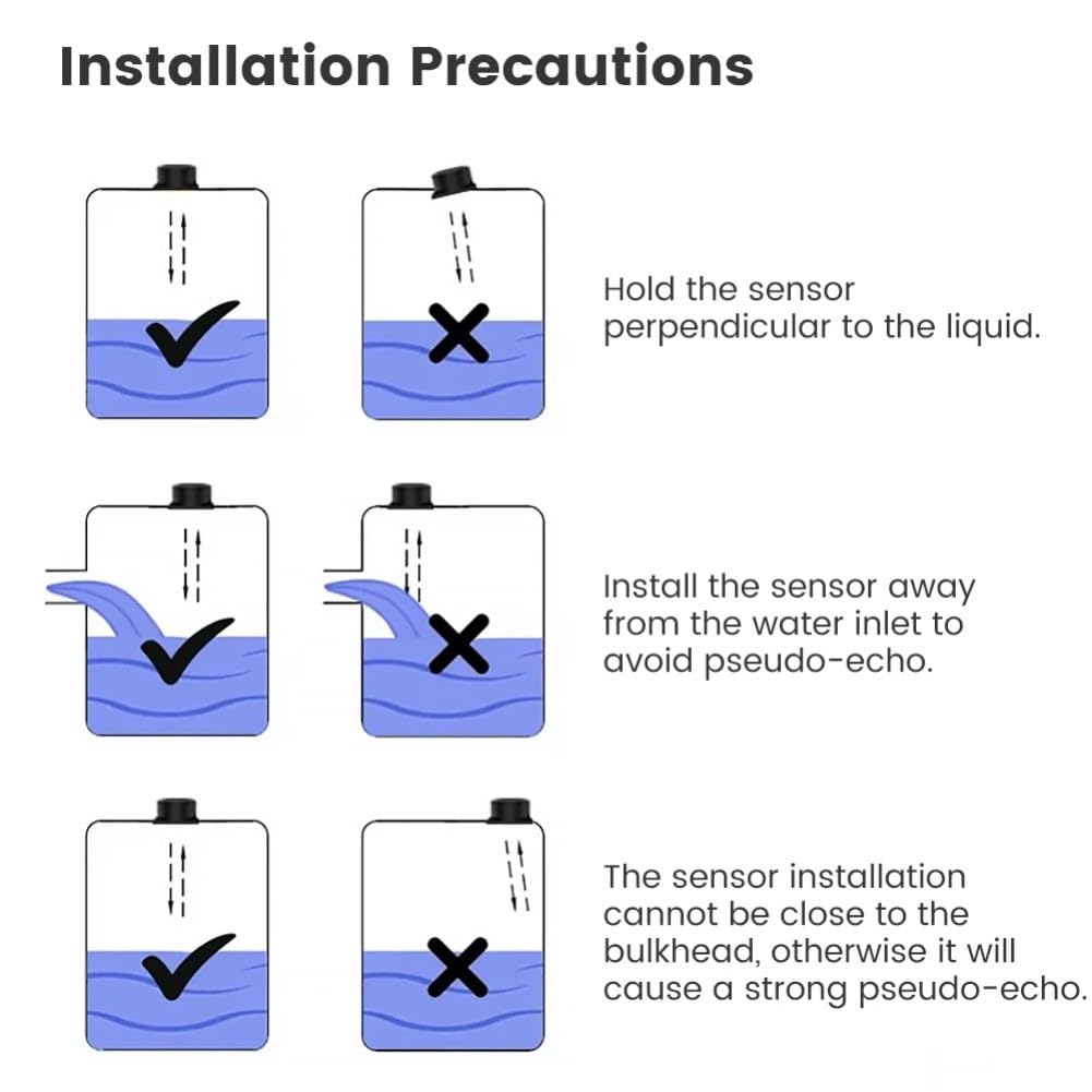 Sensore di livello dell'acqua acustico WiFi con batteria da 7800 mAh, monitor del serbatoio senza contatto per Tuya per app intelligente, misuratore di profondità impermeabile IP65, portata