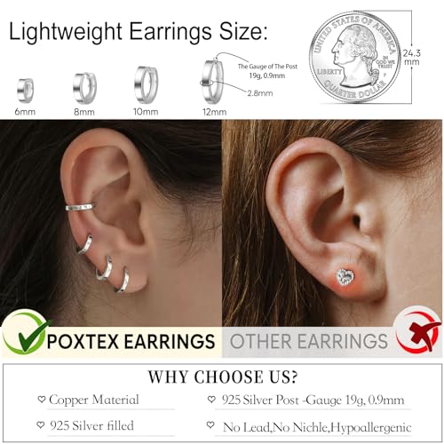 Image of Small Gold Huggie Hoop Earrings Set for Women Men Hypoallergenic 14K Plated Stack Cartilage Earrings, Sterling Silver Multiple Piercing Lightweight Mini Thin Cute Dainty Trendy Jewelry Gifts for Women