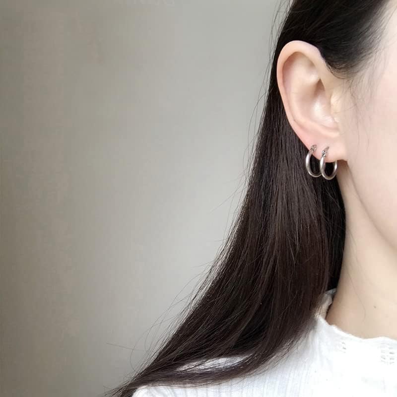 Small Hoop Earrings for Women Teen Girls Kids Sensitive Ears Sterling Silver 2mm Tiny Round-Tube Fashion Huggie Tiny Hoops Hypoallergenic Minimalist Jewelry Stylish Gifts Birthday Girlfriend Bff 12mm