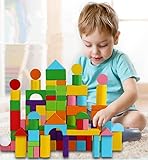 WY8 Wooden Blocks 100pcs Building Construction Toys Kids Construction Wood Toy Brick Set Educational for Age over 3 Years Boys Girls