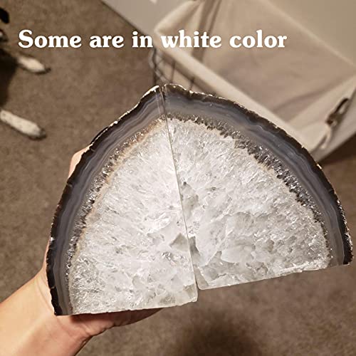 Amoystone Agate Bookends For Shelf Decorative Geode Book Ends For Heavy Books Crystal Bookends For Shelves Nature Brown Small(1 Pair, 2-3 Lbs) #TOP4