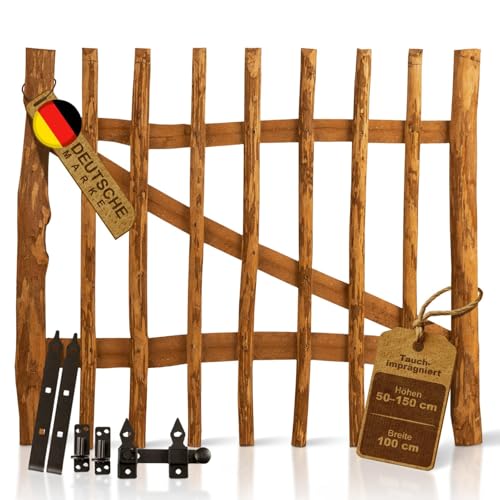 BooGardi Gartentor Holz imprägniert in 14 Größen · 120 cm hoch · 100 cm breit · 7·9 cm...