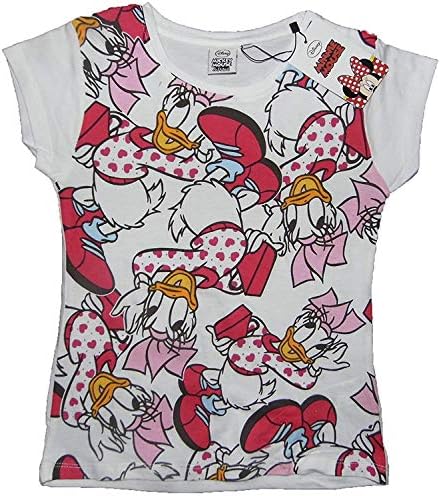 Daisy Duck Girls T-Shirt 100% Cotton 3-4Y Up to 13-14Y Bright Summery T-Shirt (11-12 Years) White