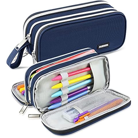 HOOMIL Pencil Case, Big Capacity Pencil Pouch Bag Large Storage Organizers for Middle School, College Students, Teen Girls Boys - Blue Cover