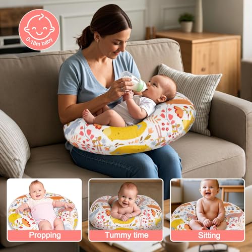 Image of x-vesolje Nursing Pillow, Breastfeeding Pillow with Removable Cover, Ergonomic Breast Feeding Pillow, Baby Feeding Support Pillow for Mom Easier Breastfeeding- Original Size /Jungle