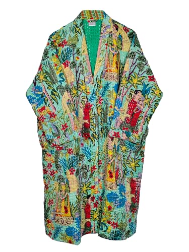 Cotton Lightweight Ethnic Open Front Mid-Length Jacket Ethnic Floral Freda Kaahlo Hippie Print Winter Outwear Boho Kimono Jacket