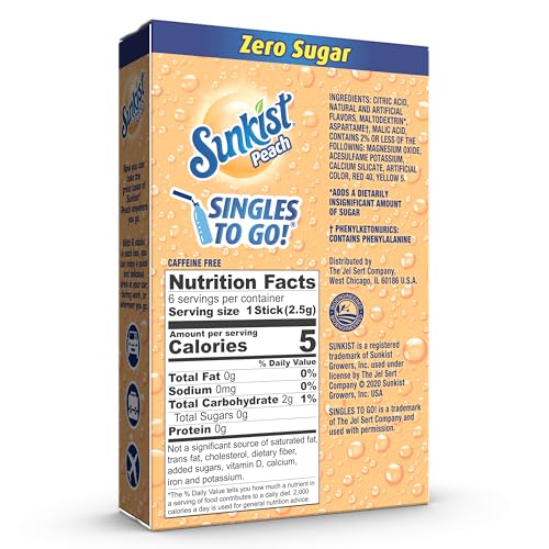 Image of Singles To Go! Sunkist Soda Drink Mix, Peach, 72 Packets