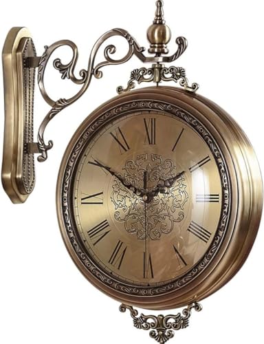 Horloge double face métal salon maison horloge murale rétro
