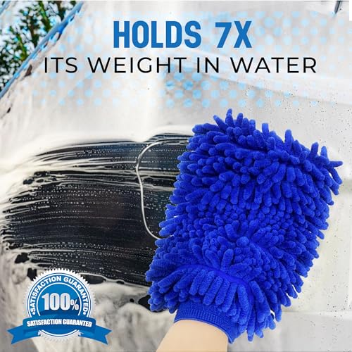 Ultra Plush Microfiber Car Wash Mitt - Scratch-Free, Lint-Free, Extra Absorbent, Machine Washable - Detailing Chenille Cleaning Mitt Perfect for Cars, Trucks, Motorcycles, and Household Surfaces - Image 3