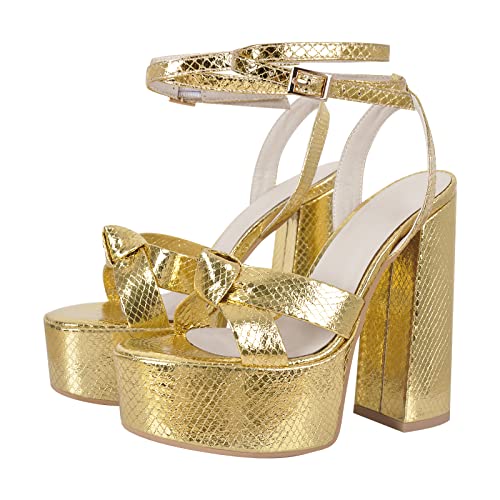 Image of Onlymaker Platform Heels for Women Ankle Strap Chunky High Heel Sandals