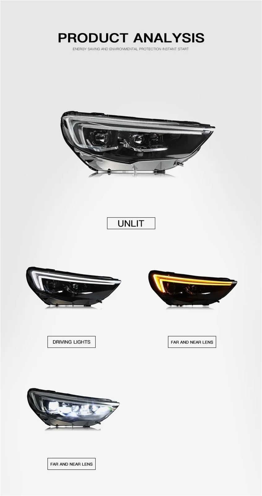 Gruppo fari per Auto Buick Regal 2017-2020, Gruppo fari DRL con indicatori di direzione, fari Anteriori Plug And Play, 2 Pezzi