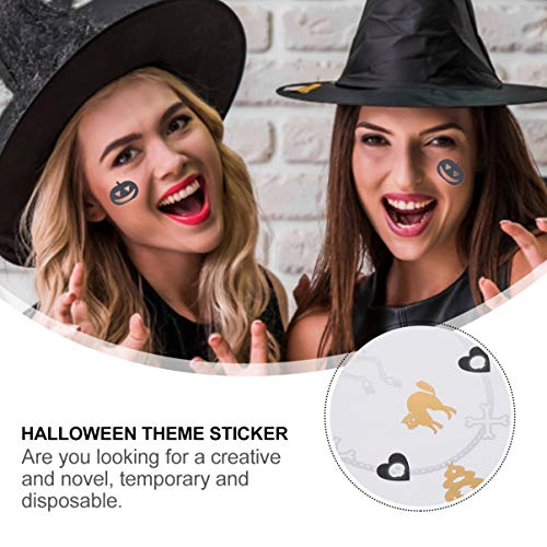 6Pcs Tatuagens Temporárias de Halloween Etiqueta de Tatuagem de Rosto de Abó Adesivos Noctilucentes