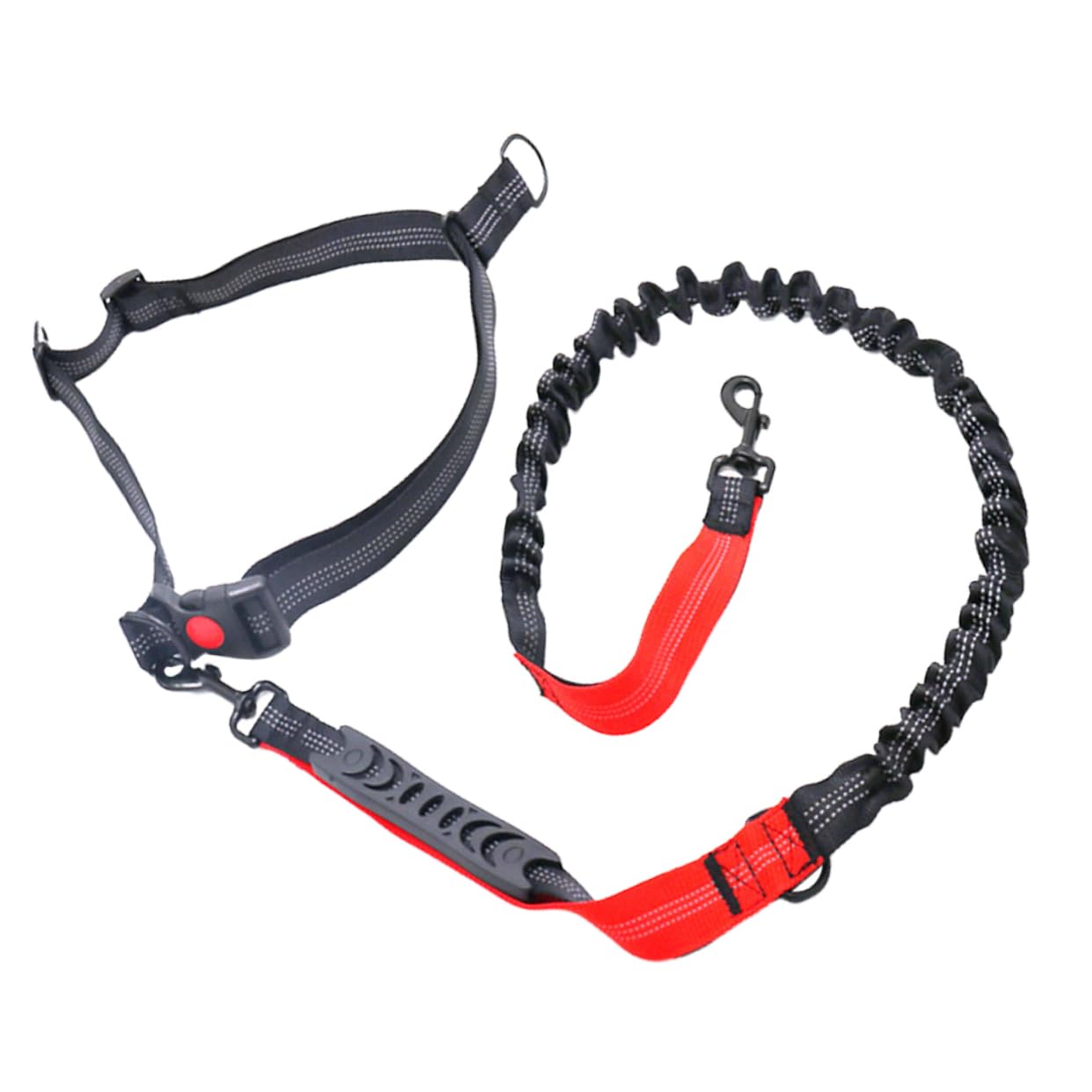 COLLBATH 1Pc Heavy Duty Reflective Bungee Rope Leash for Large Medium Dogs Pet Traction for Outdoor Training Recall Design with Comfortable Red Handle
