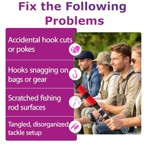 Bookiq 24 Pcs Fishing Lure Covers Protector Fundas para Anzuelos de Cañas de Pescar, 12 Rojo y Negro, 6 Pulgadas miniatura 7