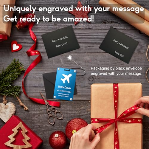 Luggage Tags for Suitcases 4 Pack: Personalized Luggage Tags for Backpacks & Bags Tags with Coustomizable Texts (Blue)4