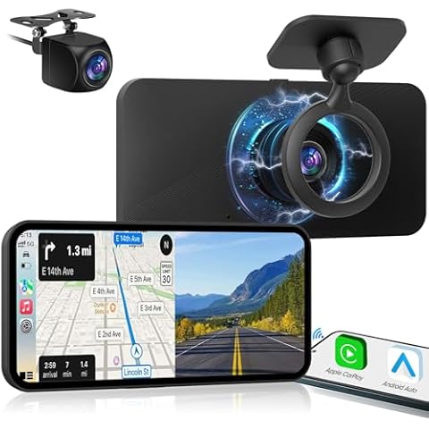 Dash Cam Portable CarPlay Stereo - Wireless Android Auto Car Screen - 6.25" IPS Display 4K Full HD Car DVR Loop Recording 1080P Backup Camera AirPlay Bluetooth GPS Navigation Voice Control Cover