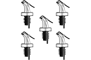 Olive Oil Spout Black and Silver 2 Pack Premium Grade Stainless Steel...