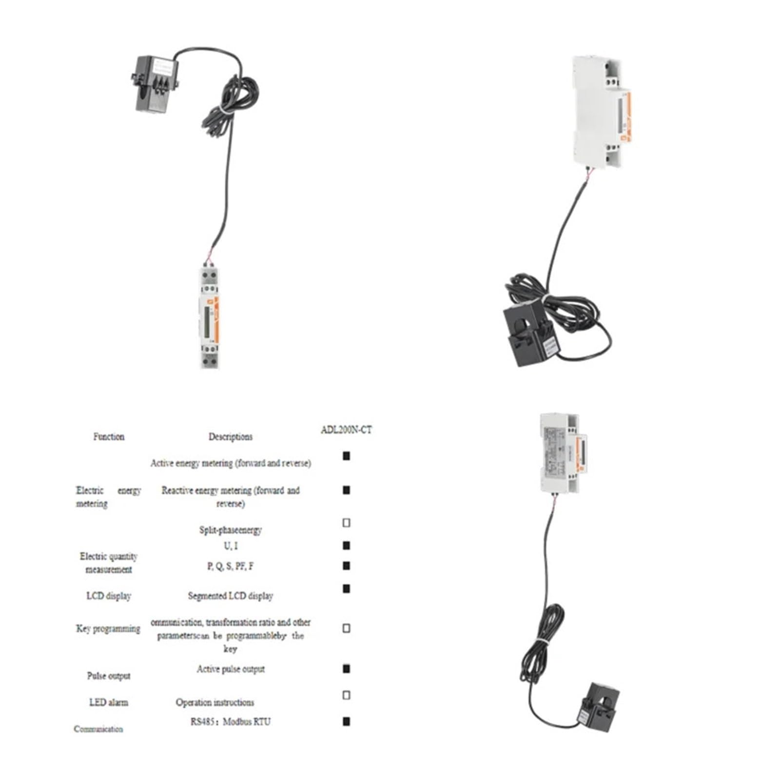 Contatore Elettrico monofase ADL200N-CT/D16 con trasformatore di Corrente da 16 mm di Diametro Esterno for Sistema di Gestione dell'energia