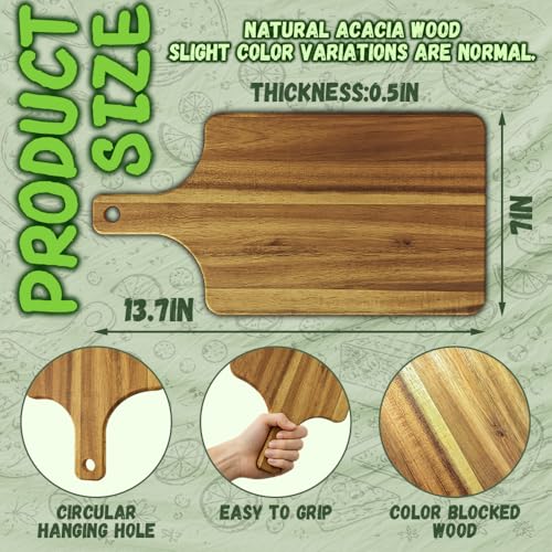 Set de 5 tablas de cortar de madera Acacia con mango miniatura 2