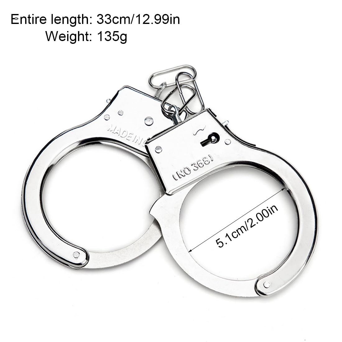 EIHI 2 pièces Manette in Metallo con Chiavi Manette Polizia Vero Manette Giocattoli Gioco per Bambini Giocattolo della Polizia Giocattolo Accessori Ruolo Vestito Operato Palla Puntello