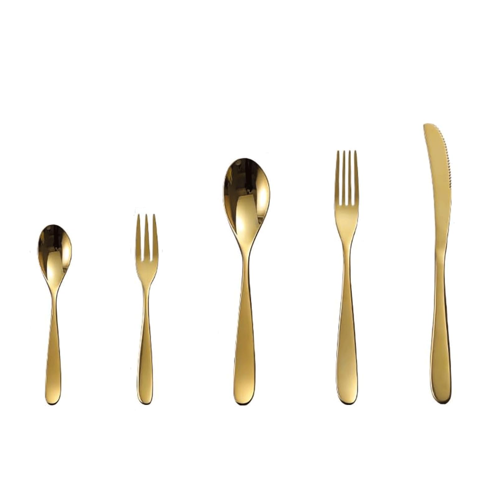 Ensemble d'argenterie 5 pièces Couteau Fourchette cuillère Ensemble de Couverts en Acier Inoxydable Miroir Poli fourchettes à dîner Ensemble de Couverts en Or Poli
