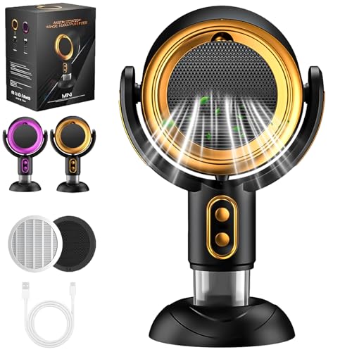 LLELEMAMO Puff Hide Smoke Fan, Purificateur d'air, 3000mAh, Ventilateur anti-fumée, 2 vitesses, Large angle, Or