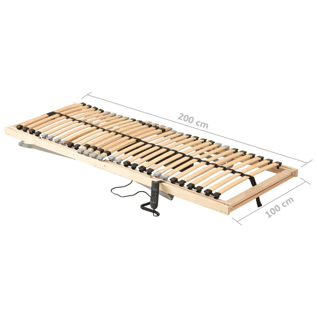 Elektrycznie regulowany stelaż 70 x 200 cm, z 28 listwami, 7-strefowy komfort, rama z drewna bukowego, 4 podwójne panele, sterowanie ręczne do łóżka i materaca, do użytku wewnątrz pomieszczeń