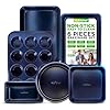 Nutrichef 6 piece non stick baking pans carbon steel baking trays with nonstick coating includes muffin pan loaf pan cookie sheets round pan restaurant quality baking set dishwasher safe  urban country home decor