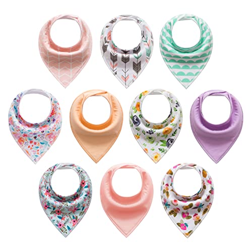 Image of Little Tots Baby Bandana Drool Bibs for Boys, Girls, Baby Unisex Cotton Bibs 4/8/10 Pack Soft and Absorbent