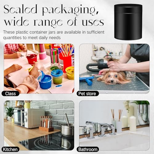Image of Patelai 4 Pieces Round Wide-mouth Leak Proof Plastic Container Jars with Lids for Travel Storage Makeup Beauty Products Face Creams Oils Salves Ointments DIY Making(8 Ounce,Pure Black)