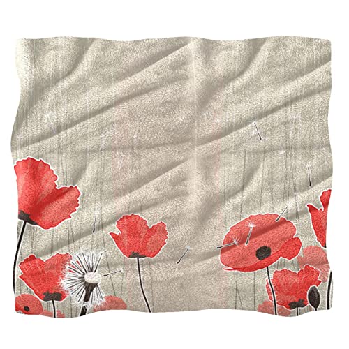 Dandelions Red Flowers Throw Blanket For Couch,Sofa And Bed Blankets, 59.0X78.7 Sherpa Blanket #TOP23