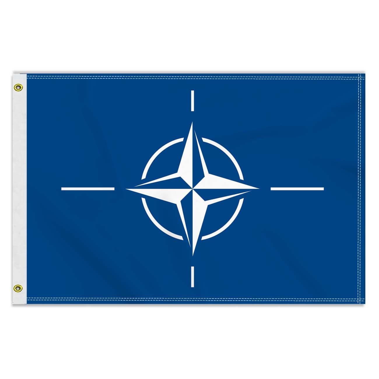 2×3 FT Nato Flag, Medium 60×90 CM 150D North Atlantic Treaty Organization Outdoor Banner,Decor Garden With Brass Gromment