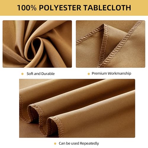Image of 2-Pack Round 90-inch Coffee Table Cloths, Solid Stain and Wrinkle Resistant Circular Tablecloth, Premium Plain Weave Polyester Fabric Table Linen Covers for Hotel, Banquet