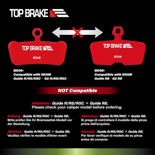 Image of TOP BRAKE Disc Bike Brake Pads Compatible with SRAM Code R RE RSC, DB8, Motive, AVID | MTB eMTB Downhill Trail All Mountain Enduro Cycling | 2026 iF Design Award