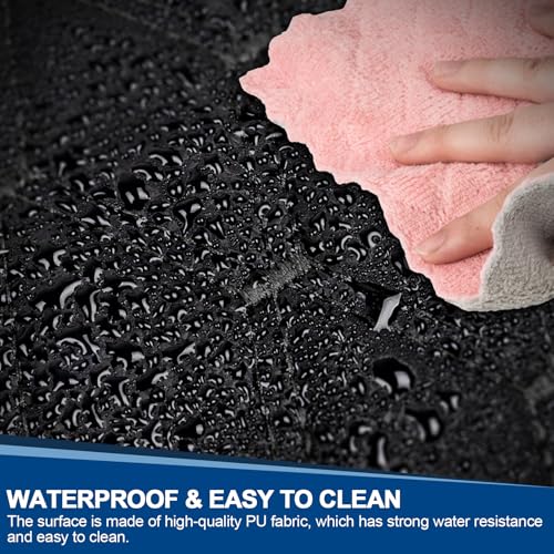 Image of 1 Yard Vinyl Faux Leather Quilted Fabric Foam Backed,63 inch Wide DIY Upholstery Fabric for Car Headliner,Home Decor, Headboards,and More,Black