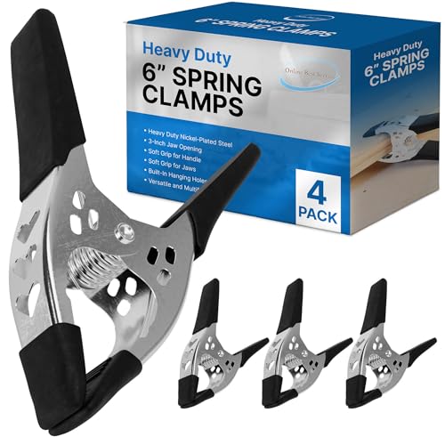 Image of BLACK Lot of 4 - 6 inch inch Clamp Large Heavy Duty Spring Metal - 2.5 inch Jaw opening