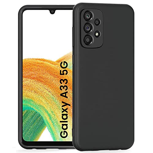 Image of WOW IMAGINE for Samsung Galaxy A33 5G Ultra Slim Soft Rubberised Back Cover Inner Velvet Fabric Lining Matte Silicone Flexible Camera Protection Back Case - Black
