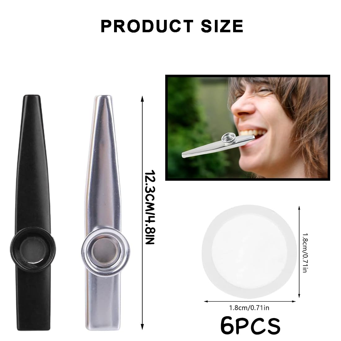 Lot De 2 Kazoo Métal En Alliage D'Aluminium, Kazoo Instrument Adulte, Argent Et Noir