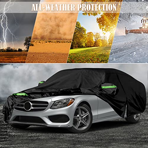 Image of Waterproof Car Covers Replace for 2008-2025 Mercedes Benz C-Class C250 C300 C350 C400, 6 Layers All Weather Car Cover with Zipper Door & Windproof Bands for Snow Rain Dust Hail Protection (C-Class)