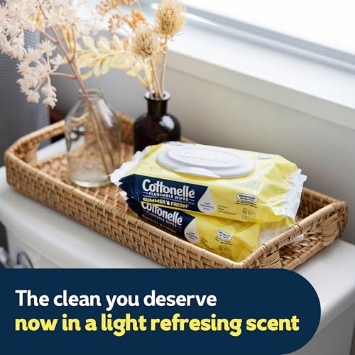 Image of Cottonelle Summer Fresh Scented Flushable Wipes, 2 Flip-Top Packs, 42 Wet Wipes per Pack