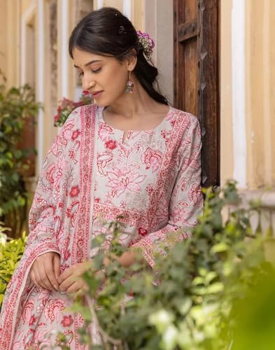 Fabnex Cotton Blend Kurta Set For Women | Women Kurta | Women Kurta Sets Kurtis | Women Kurta Pant Set | Women Kurta Pant Set Women Kurti Set With Pant (K-76-77) (Xl, Pink)