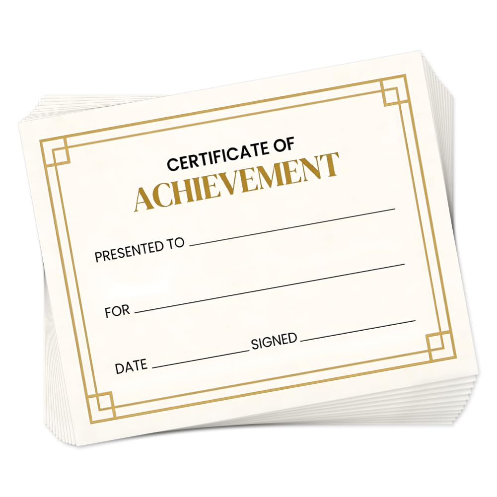 TNKBREEZE 30Pcs Blank Award Certificates Gold Squares Graduation Certificate for School Kindergarten Certificate Awards for Competition Sports Achievements Office Graduation Diploma 25x20cm