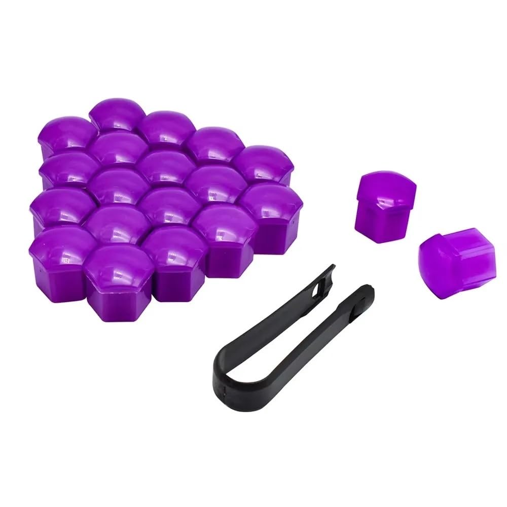 LOCKLGFMCZ 20Pcs Car Decoration Auto Anti-Rust Hub Screw Cover Rust Protection Automobile Wheel Nut 17 19 21mm Exterior Accessories(Purple,21mm)