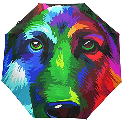 Feliz año Nuevo Hippie Dog Vintage Cute Auto Open Close Umbrellas Anti UV Folding Compact Automatic Umbrella