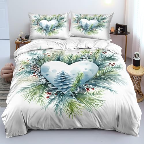 Ypthriline PatróN En Forma De CorazóN 3D Juego de Funda Nordica 260x240 cm Planta 3 Piezas Microfibra Fundas Nórdicas con 2 Fundas de Almohada 50x75 para Adultos, Niños y Niñas
