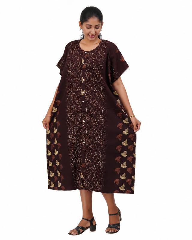 Image of MENMAII Women's [Free Size] Full Open /Front Buttoned [a Kind of Adaptive Clothing] Multipurpose Nighty for Maternity /Pregnancy /Elderly /Patient /Feeding /Hospital Purpose Nighty