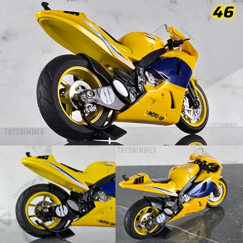 Image of Moto GP 46 Track Bike dyecast Motorcycle, supersportbike,1:12 Scale,Sound & Light Functions, Color(Yellow) Toy for Bike Lovers, Collectors